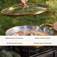 Heavy-Gauge Brass Kadhai (Round Base with Glass Lid)