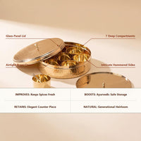 Intricate Hammered Brass Masala Box (Spice Daani)
