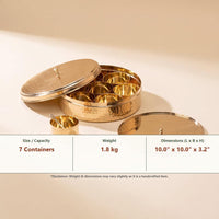 Intricate Hammered Brass Masala Box (Spice Daani)