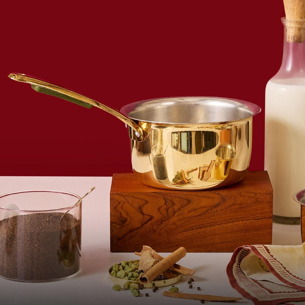 Brass Saucepan (with Insulated Wooden Handle)