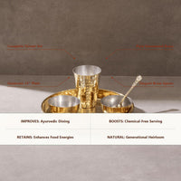 Hand-Hammered Brass Thaali Dinner Set (5 Pieces)