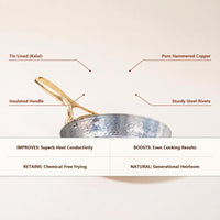 Pure Hammered Copper Frypan (with Pure Kalai Lining)