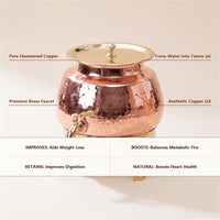 Pure Hammered Copper Water Dispenser (5 Liters)